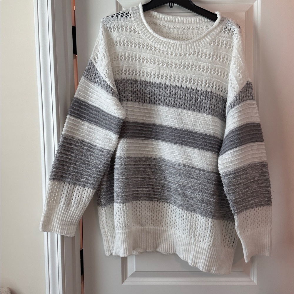 SHEIN Curve White Knit Sweater